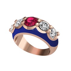 Aura Yüzük - Rodolit garnet ve pırlanta 18 ayar rose altın yüzük (2 karat, lacivert mineli) #nwuwyv