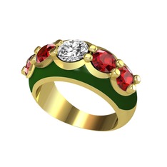 Aura Yüzük - Swarovski ve garnet 8 ayar altın yüzük (Yeşil mineli) #o1bmzh