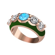 Aura Yüzük - Akuamarin ve swarovski 8 ayar rose altın yüzük (Yeşil mineli) #pci33t