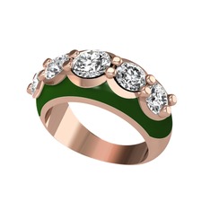 Elmas ve swarovski 14 ayar rose altın yüzük (0.68 karat, yeşil mineli)