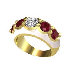 Aura Yüzük - Swarovski ve kök yakut 8 ayar altın yüzük (Beyaz mineli) #q85mp0