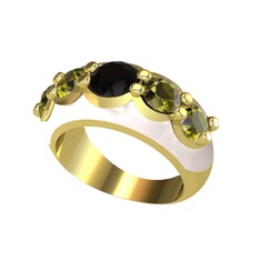 Aura Yüzük - Siyah zirkon ve peridot 925 ayar altın kaplama gümüş yüzük (Beyaz mineli) #qvavkq