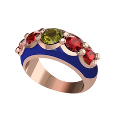 Aura Yüzük - Peridot ve garnet 925 ayar rose altın kaplama gümüş yüzük (Lacivert mineli) #qzxlff