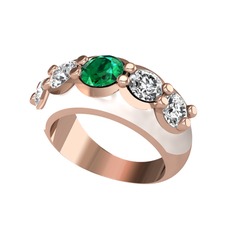 Yeşil kuvars ve swarovski 14 ayar rose altın yüzük (Beyaz mineli)