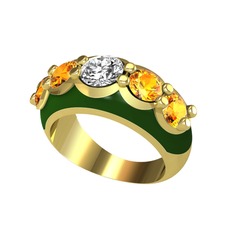 Aura Yüzük - Elmas ve sitrin 8 ayar altın yüzük (0.68 karat, yeşil mineli) #tb7vqn