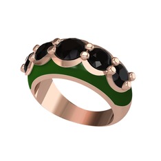 Aura Yüzük - Siyah zirkon 14 ayar rose altın yüzük (Yeşil mineli) #titeuh