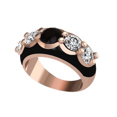 Aura Yüzük - Siyah zirkon ve pırlanta 18 ayar rose altın yüzük (2 karat, siyah mineli) #tjz7rr