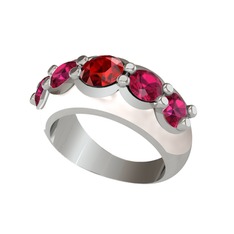 Garnet ve rodolit garnet 8 ayar beyaz altın yüzük (Beyaz mineli)