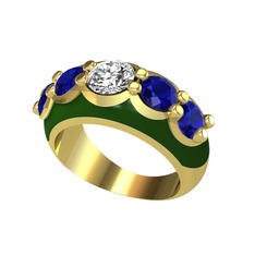 Aura Yüzük - Pırlanta ve lab safir 8 ayar altın yüzük (0.92 karat, yeşil mineli) #u0fap0