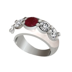 Aura Yüzük - Kök yakut ve swarovski 8 ayar beyaz altın yüzük (Beyaz mineli) #unmj90