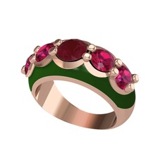Aura Yüzük - Kök yakut ve rodolit garnet 18 ayar rose altın yüzük (Yeşil mineli) #uyivux