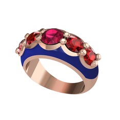 Aura Yüzük - Rodolit garnet ve garnet 14 ayar rose altın yüzük (Lacivert mineli) #wmt53c