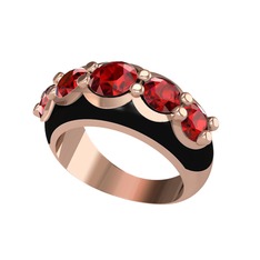Aura Yüzük - Garnet 8 ayar rose altın yüzük (Siyah mineli) #wpwerz