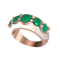 Aura Yüzük - Kök zümrüt 18 ayar rose altın yüzük (Beyaz mineli) #x0l6tj