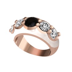 Aura Yüzük - Siyah zirkon ve swarovski 18 ayar rose altın yüzük (Beyaz mineli) #xqy0ti