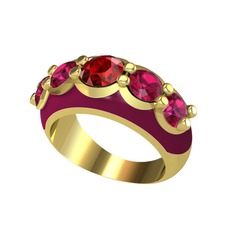 Aura Yüzük - Garnet ve rodolit garnet 14 ayar altın yüzük (Bordo kırmızı mineli) #z9gmhs