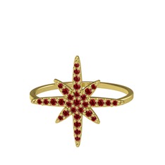 Kutup Yıldızı Yüzük - Garnet 8 ayar altın yüzük #13gcalk