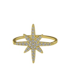 Kutup Yıldızı Yüzük - Swarovski 925 ayar altın kaplama gümüş yüzük #1milg97