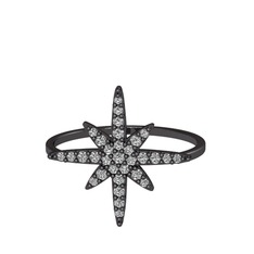 Kutup Yıldızı Yüzük - Swarovski 925 ayar siyah rodyum kaplama gümüş yüzük #gwiyef