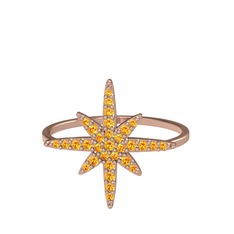 Kutup Yıldızı Yüzük - Sitrin 8 ayar rose altın yüzük #iwxa46