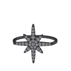Kutup Yıldızı Yüzük - Pırlanta 925 ayar siyah rodyum kaplama gümüş yüzük (0.352 karat) #v5df1g