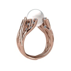 Valda İnci Yüzük - Inci ve pırlanta 18 ayar rose altın yüzük (0.48 karat) #10rh8xd