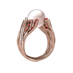 Pembe inci ve garnet 14 ayar rose altın yüzük