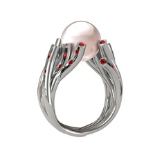 Pembe inci ve garnet 925 ayar gümüş yüzük