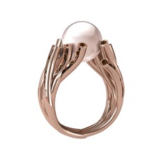 Pembe inci ve dumanlı kuvars 8 ayar rose altın yüzük