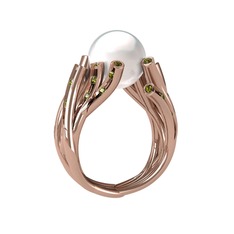 Inci ve peridot 8 ayar rose altın yüzük