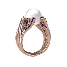 Valda İnci Yüzük - Inci ve lab safir 925 ayar rose altın kaplama gümüş yüzük #3v0qhi