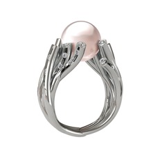 Valda İnci Yüzük - Pembe inci ve swarovski 925 ayar gümüş yüzük #e4ty3d