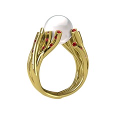 Inci ve garnet 14 ayar altın yüzük