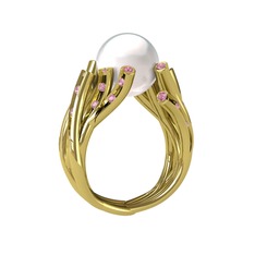 Valda İnci Yüzük - Inci ve pembe kuvars 8 ayar altın yüzük #pxf5qj