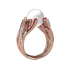 Inci ve rodolit garnet 8 ayar rose altın yüzük