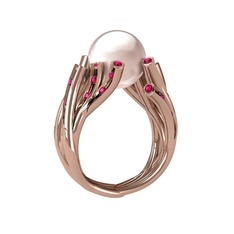 Pembe inci ve rodolit garnet 8 ayar rose altın yüzük