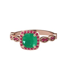 Minimal Tate Yüzük - Kök zümrüt ve rodolit garnet 14 ayar rose altın yüzük #10lfnvs