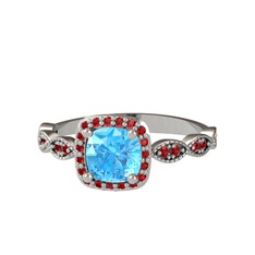 Akuamarin ve garnet 925 ayar gümüş yüzük