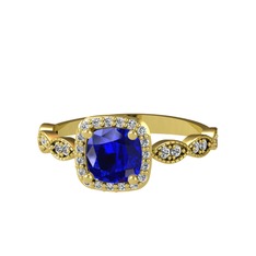 Minimal Tate Yüzük - Lab safir ve swarovski 18 ayar altın yüzük #13uwz79