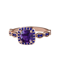 Minimal Tate Yüzük - Ametist ve lab safir 925 ayar rose altın kaplama gümüş yüzük #14nbxk1