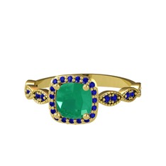 Minimal Tate Yüzük - Kök zümrüt ve lab safir 18 ayar altın yüzük #15cecdk