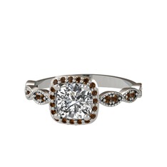 Minimal Tate Yüzük - Swarovski ve dumanlı kuvars 8 ayar beyaz altın yüzük #15xn13f