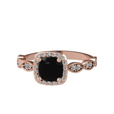 Siyah zirkon ve swarovski 18 ayar rose altın yüzük
