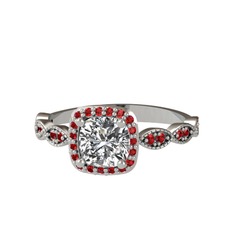 Swarovski ve garnet 14 ayar beyaz altın yüzük
