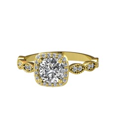 Minimal Tate Yüzük - Pırlanta ve beyaz zirkon 8 ayar altın yüzük (0.92 karat) #18dira3