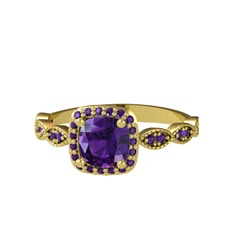 Ametist 925 ayar altın kaplama gümüş yüzük