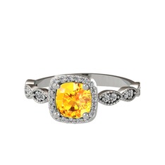 Minimal Tate Yüzük - Sitrin ve swarovski 925 ayar gümüş yüzük #19umvhn