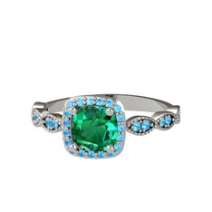 Yeşil kuvars ve akuamarin 925 ayar gümüş yüzük