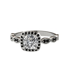 Minimal Tate Yüzük - Pırlanta ve siyah zirkon 8 ayar beyaz altın yüzük (0.92 karat) #1f6ddxs