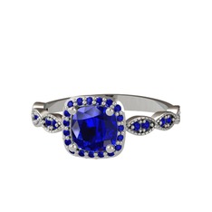 Minimal Tate Yüzük - Lab safir 14 ayar beyaz altın yüzük #1f8rvki